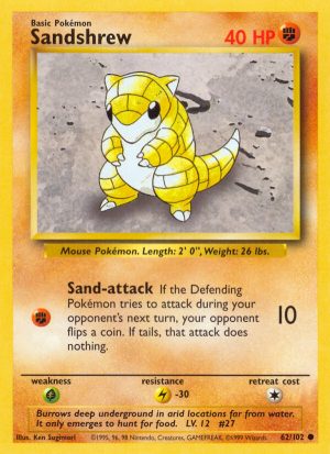 Sandshrew Base set Unlimited|Sandshrew Base set First Edition|Sandshrew Base set Shadowless|Sandshrew Base set 4th print