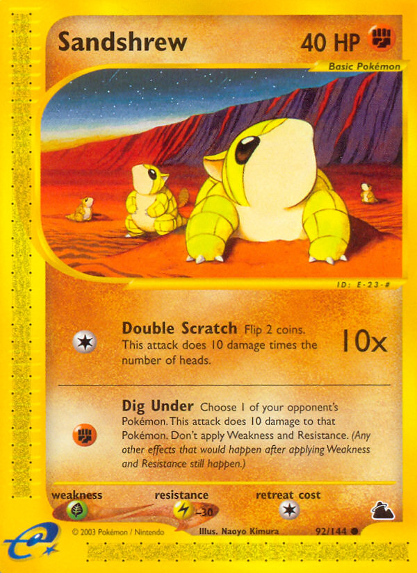 Sandshrew - 92/144 - Skyridge|Sandshrew - 92/144 - Reverse holo - Skyridge