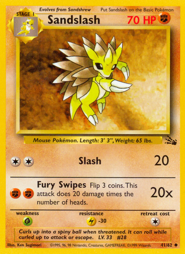 Sandslash Fossil set unlimited|Sandslash Fossil set first edition