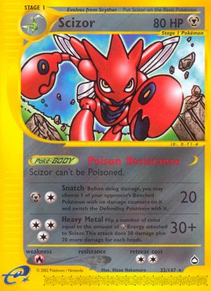 Scizor - 32/147 - Aquapolis|Scizor - 32/147 - Reverse holo - Aquapolis