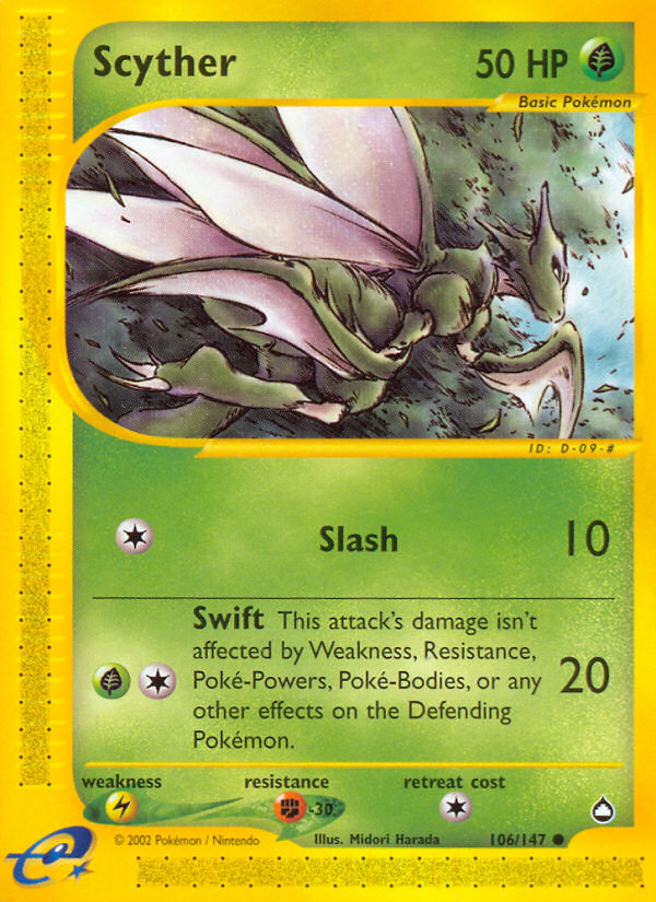 Scyther - 106/147 - Aquapolis|Scyther - 106/147 - Reverse holo - Aquapolis