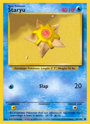Staryu Base set Unlimited|Staryu Base set First Edition|Staryu Base set Shadowless|Staryu Base set 4th print