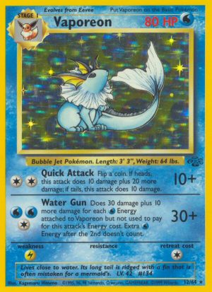 Vaporeon unlimited jungle set|Vaporeon first edition jungle set|Vaporeon error card jungle set
