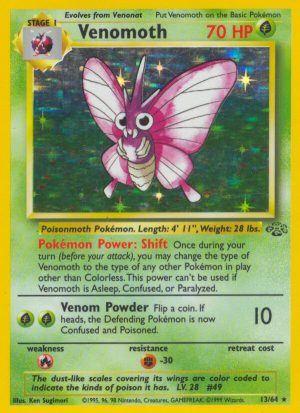 Venomoth unlimited jungle set|Venomoth first edition jungle set|Venomoth error card jungle set