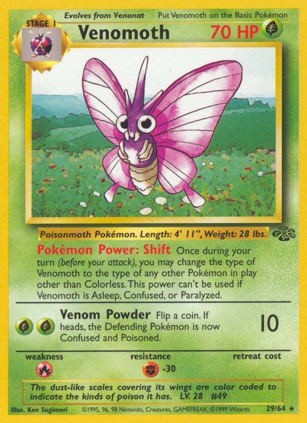Venomoth unlimited jungle set|Venomoth first edition jungle set