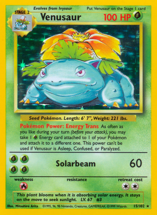 Venusaur Base set Unlimited|Venusaur Base set First Edition|Venusaur Base set Shadowless|Venusaur Base set 4th print