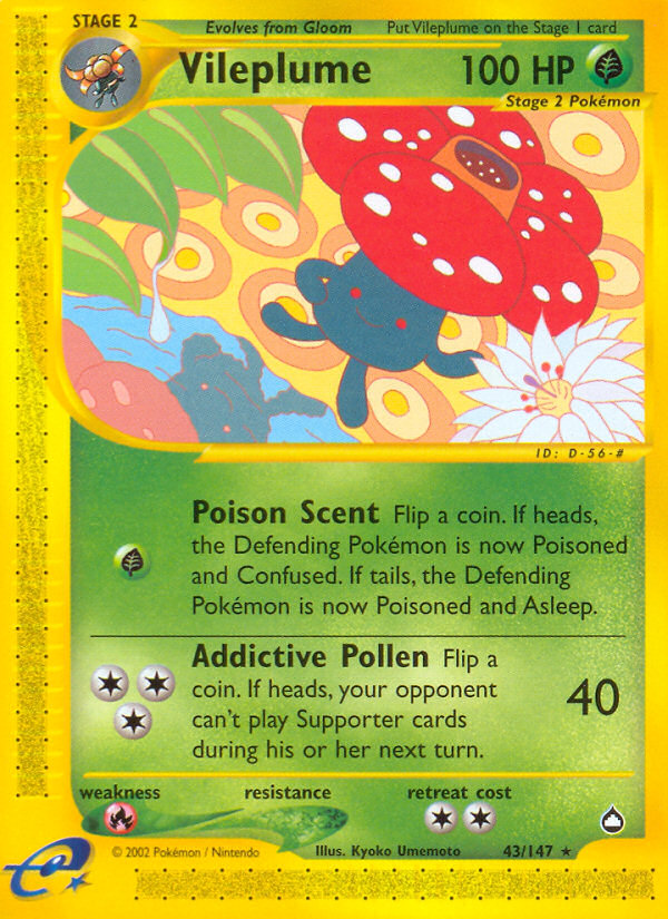 Vileplume - 43/147 - Aquapolis|Vileplume - 43/147 - Reverse holo - Aquapolis