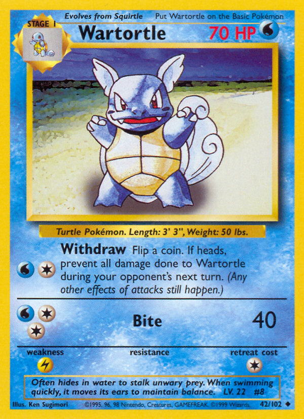 Wartortle Base set Unlimited|Wartortle Base set First Edition|Wartortle Base set Shadowless|Wartortle Base set 4th print